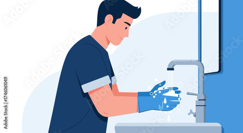 Handwashing Illustration Depicting Hygiene Practices Against Contamination And Pathogens