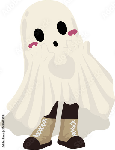 Illustration of Cute Ghost Wearing Boots