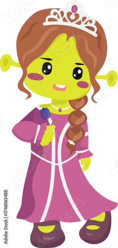 green princess cartoon illustration