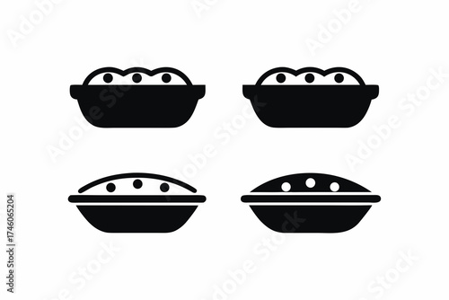 set of Sweet potatoes with marshmallows icon , baked dish, vector illustration
