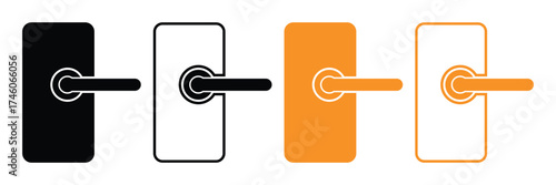 Door Knob Vector Icon — Black and White Flat Outline Design for Home and Interior Concepts.