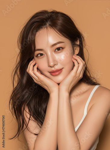 Various Poses of a Korean 20s Beauty Model with Wavy Perm (AI Generated)