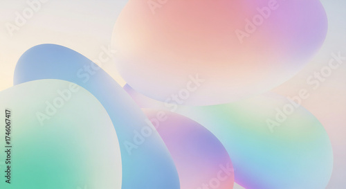 Dreamy abstract art featuring soft, organic shapes in pastel colors creating a serene atmosphere.