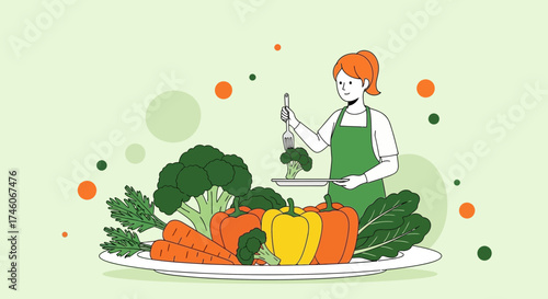 Healthy Culinary Artist Preparing Delicious Vegetables for Nutrient-Rich Cuisine.