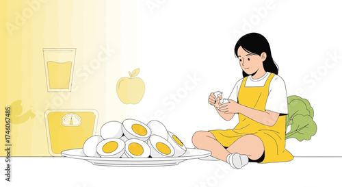 Healthy Diet And Fresh Food Preparation With Eggs And Supporting Elements