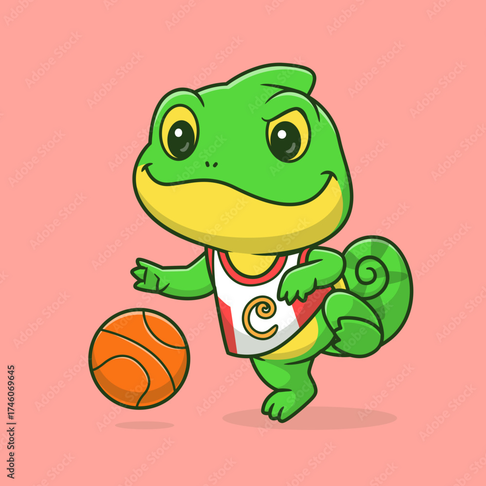 Obraz premium funny chameleon vector illustration