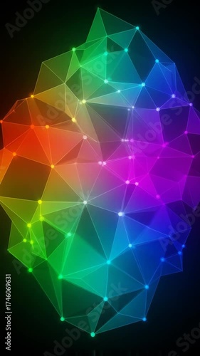Abstract Colorful Geometric Shape with Connected Dots.