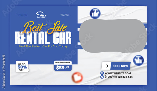 Car rent  web banner design,  banner for car product promotion, sale banner template