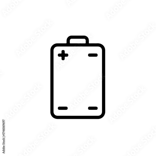 Simple Black Outline of a Battery with Positive and Negative Symbols