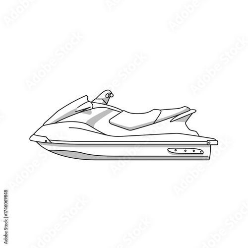 Simple Outline of a Jet Ski for Coloring Book