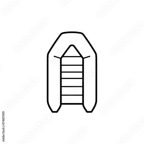 Inflatable Boat Line Art: Simple, Top-Down View