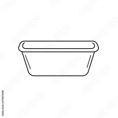 Minimalist outline of a rectangular container with rounded edges and a double-lined rim