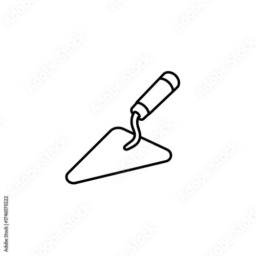 Simple Outline of a Trowel, Construction Tool, Angled for Use.