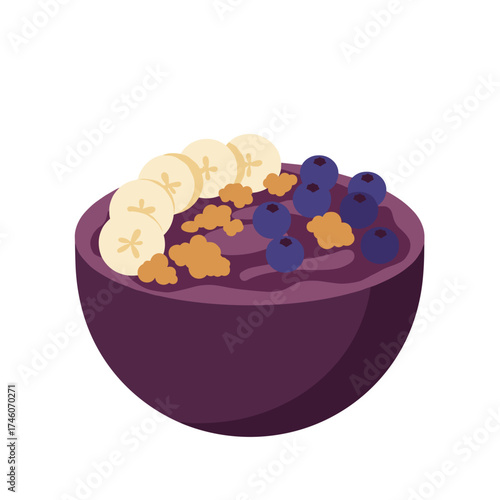 Colorful Acai Bowl with Bananas and Blueberries