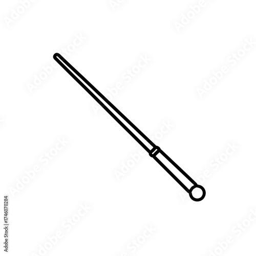 Simple Line Art Illustration of a Magic Wand with a Round Handle