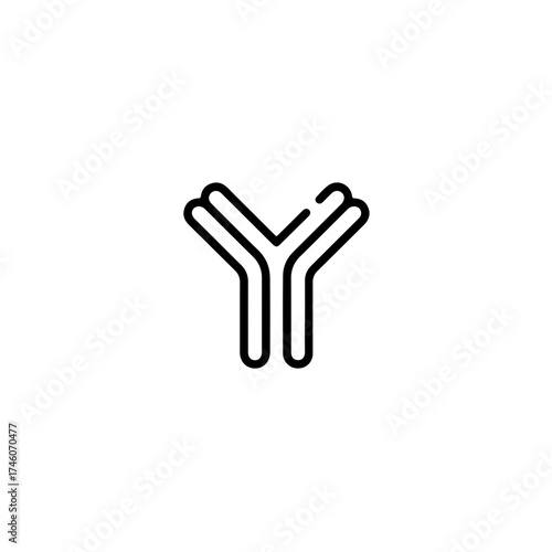Y-Shaped Antibody Structure Line Art Icon
