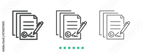 Approve document icon. Thin line icon vector