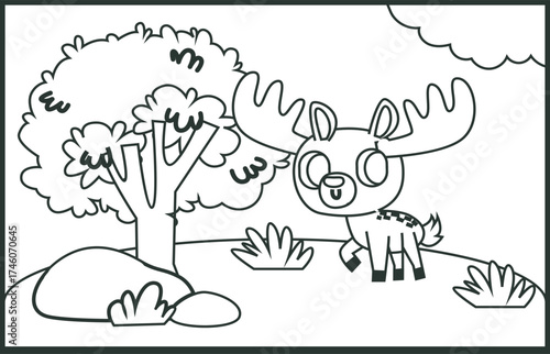 Black and white printable animal coloring pages for kids. Children's coloring books with cute unicorn cartoon character, fun and educational materials for kindergarten. 