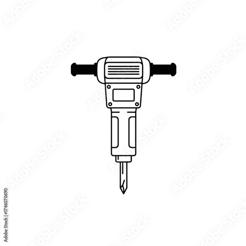 Simple Outline of a Powerful Construction Jackhammer