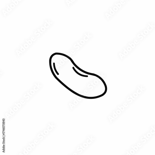 Simple Black Outline of a Kidney Bean, Minimalist Design.
