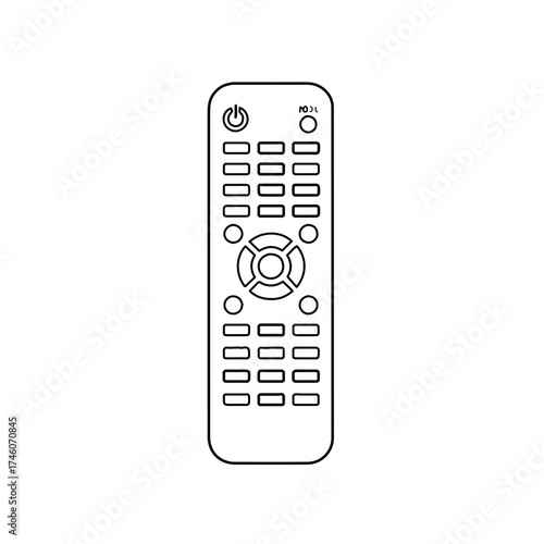 Minimalist Remote Control Outline with Power, Volume, and Channel Buttons