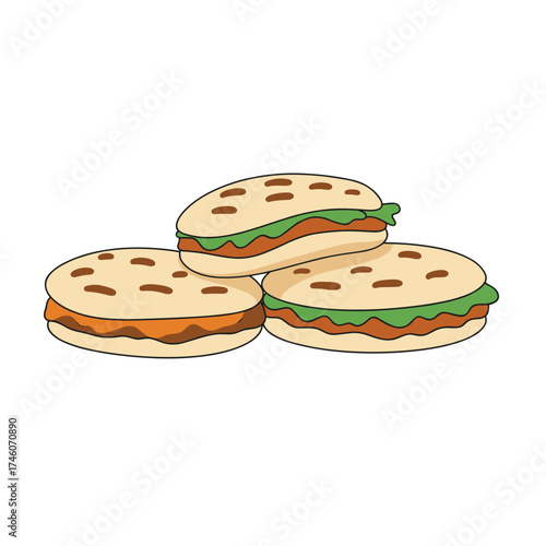 Three Arepas with Savory Filling and Greens