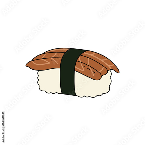 Simple Illustration of a Delicious Salmon Sushi Piece