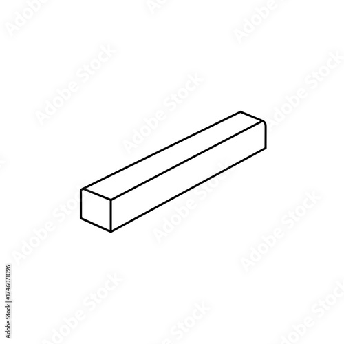 Simple Outline of a Rectangular Bar in Isometric View