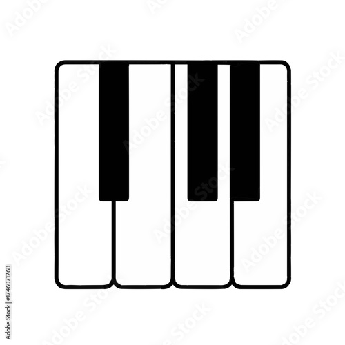 Minimalist Piano Keys Illustration with Bold Black and White Contrast