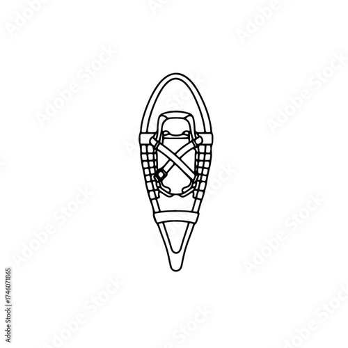 Simple Black and White Illustration of a Pair of Snowshoes