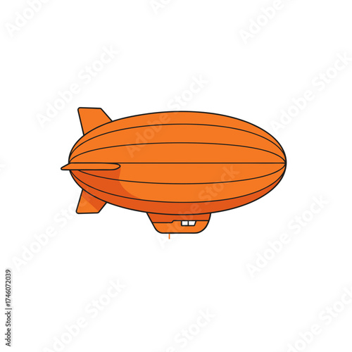 Orange Airship Illustration Depicting a Classic Rigid Airship Design