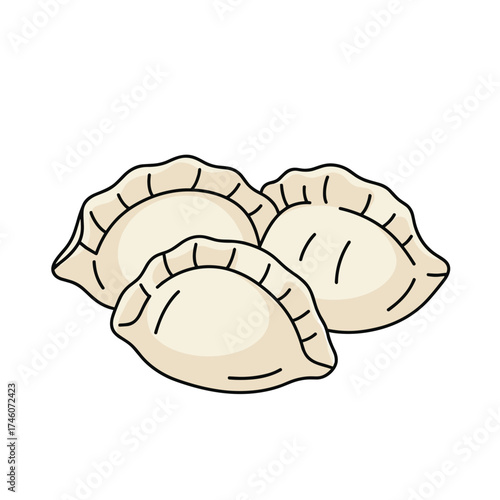 Three Delicate Cream-Colored Dumplings Illustrated