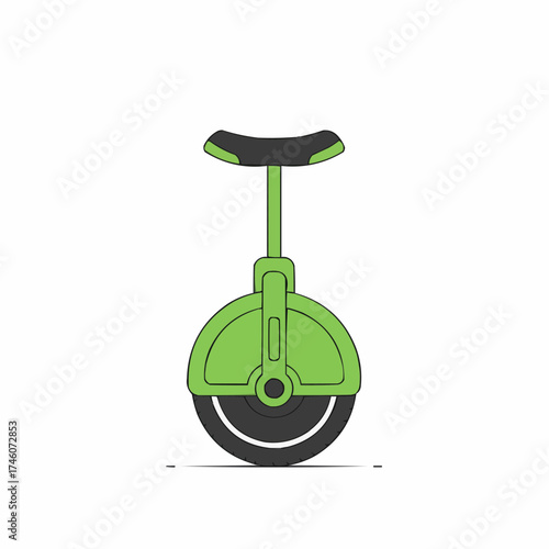 Green Electric Unicycle Illustration: Modern Eco-Friendly Transportation