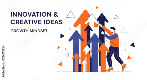 Illustration Depicting Innovation And Creative Ideas With Arrows And Growth Mindset