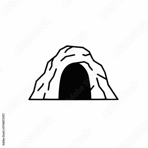 Simple Line Drawing of a Cave Entrance