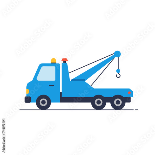 Simple Illustration of a Blue Tow Truck