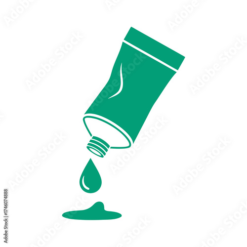 Tube of Green Paint Squeezing Out Color