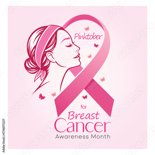Breast cancer awareness pink ribbon. Banner template design. During October, which is Breast Cancer Awareness Month, this ribbon is widely used