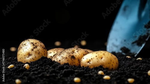 Planting potatoes in fertile soil for a bountiful harvest and sustainable farming practices