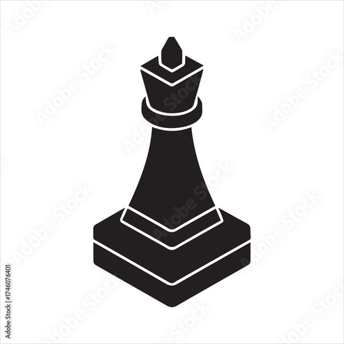 A single chess queen icon on transparent background silhouette