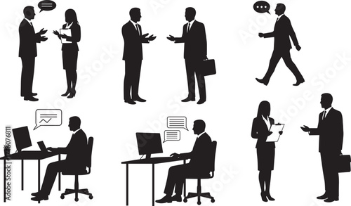 Business people silhouette, office communication, teamwork, data analysis, professional meeting, corporate lifestyle, remote work, productivity, workplace concept, planning, discussion, strategy
