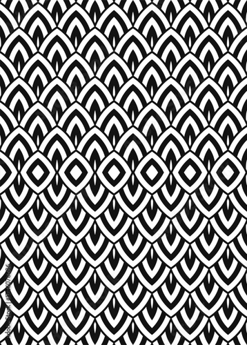 Seamless Black and White Geometric Pattern - Abstract Optical Line Background Design