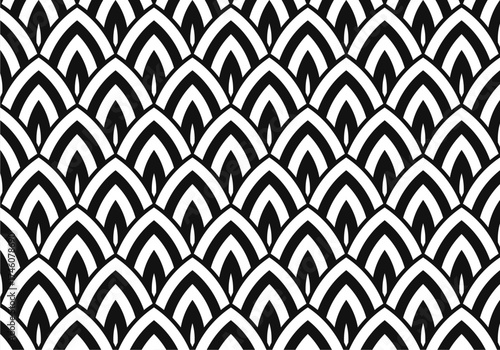 Seamless Black and White Geometric Pattern - Abstract Optical Line Background Design