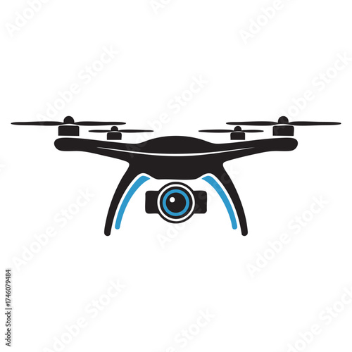 Modern drone quadcopter with camera for aerial photography and videography