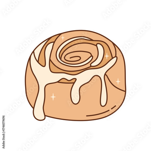 Warm, gooey cinnamon roll with rich vanilla icing or glaze. A favorite winter breakfast or comforting dessert.