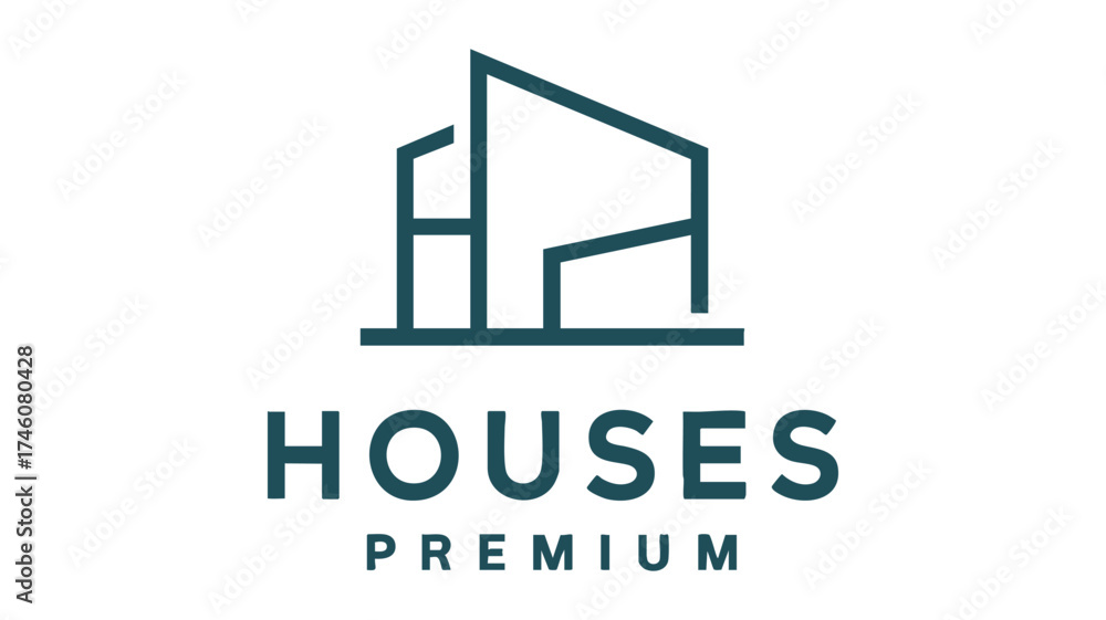 Fototapeta premium Modern geometric houses premium logo for real estate and property business