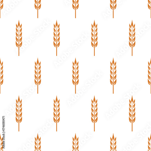 Vector Seamless Pattern with Agriculture Wheat and Cereal Ears. Organic Wheat, Rice Ear Design Template. Bread, Beer Packaging, Farming, Organic Food Concepts