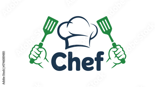 Chef hat and spatulas culinary logo for cooking and restaurant businesses