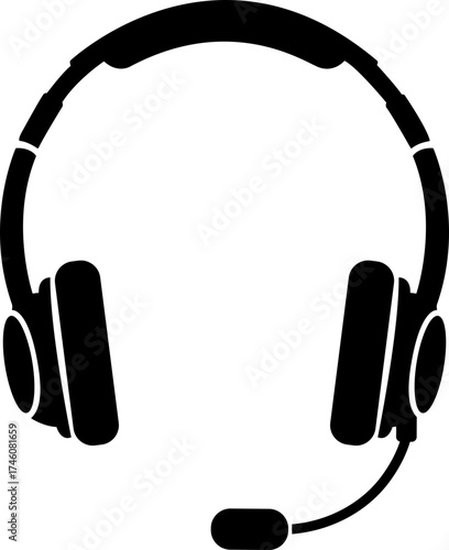 Vector illustration of headphones with microphone