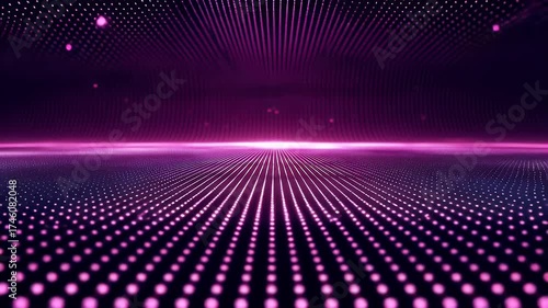 Abstract purple field with dots and lines receding into the light